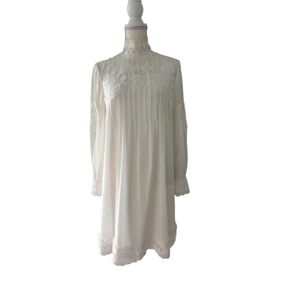 TED BAKER White High Neck Long Sleeve Dress Size 3 / Large - Picture 3 of 5